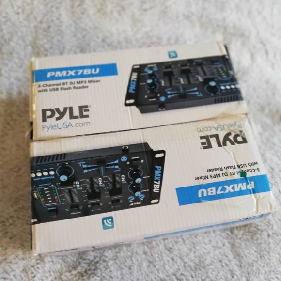 Pyle PMX7BU 3 Channel Bluetooth DJ Sound Board Mixer System with Mic Talkover - Picture 1 of 4